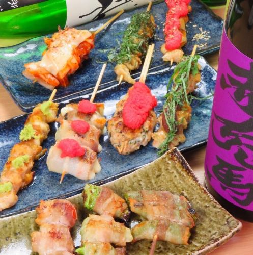 ＮＥＷ【串焼が食べたい】コース　やきとり/やきとん/創作串　全10品３Ｈ飲み放題付☆