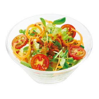 Warm vegetable salad with homemade dressing
