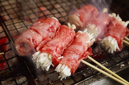 【和牛サーロイン串、刺し盛り五点、みつせ鷄の焼き鳥、しん心渾身のコース】120分[飲放]6000円