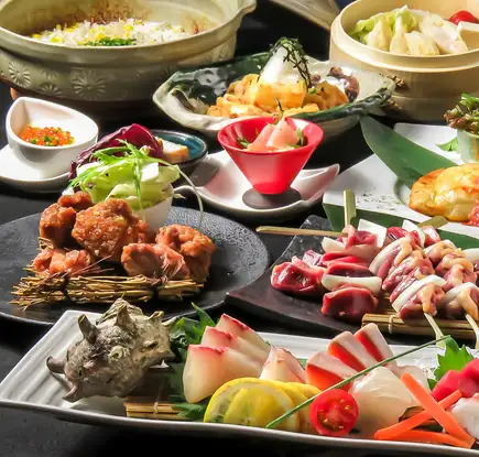 [Charcoal-grilled A5 grade Wagyu beef, sashimi platter, and other creative dishes in a special course] 120 minutes [all-you-can-drink] 6000 yen