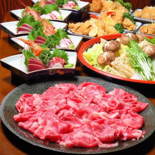 [推荐！享受精心挑选的食材制成的料理♪]日本黑牛肉寿喜烧或sha锅套餐