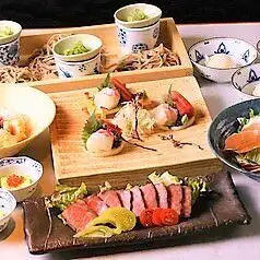 【佐藤の宴 全6品＋日本酒30種入飲み放題】旬魚の刺身や大山鶏炭火焼きなど6品＋120分飲み放題付