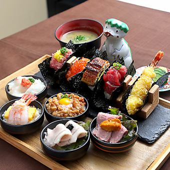 【平日予約専用】ご褒美ランチ★SNSで話題!おちょこ丼 & 手巻き 10種セット