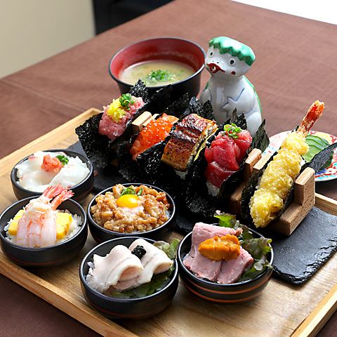 【ランチ限定★ご褒美ランチ】SNSで話題！おちょこ丼 & 手巻き  10種セット