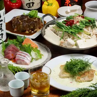 平日特惠:4800日元,7道菜,2小时畅饮 ⇒ ★