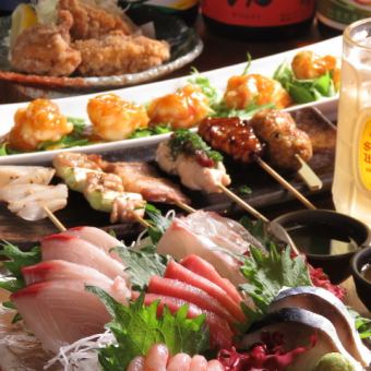 [推荐给聚会！] 5,000日元，8道菜的时令生鱼片和3小时的无限畅饮！