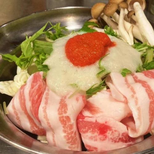 Mochi pork and mentaiko hotpot