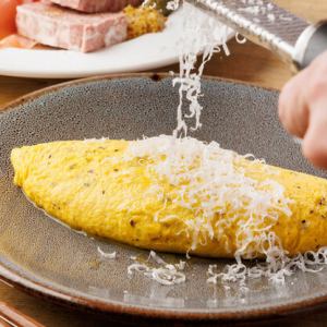 Freshly baked black truffle omelet