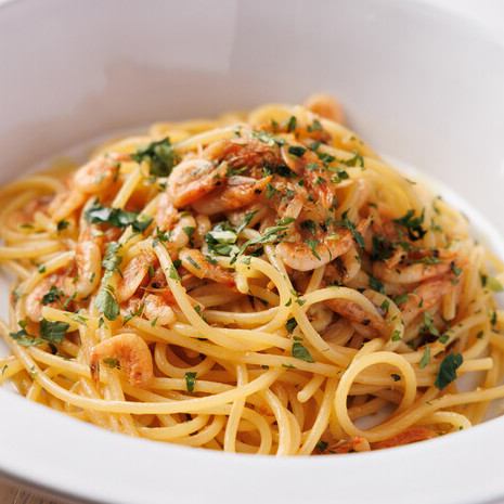 Sakura shrimp peperoncino spaghetti