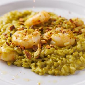 Shrimp pistachio risotto