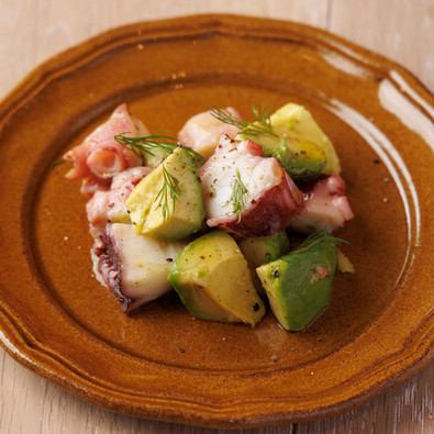 Marinated octopus and avocado