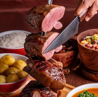 ビール付【シュラスコテーブルカットコース】(食べ放題／3時間飲み放題) 全8品7200→6200円税込