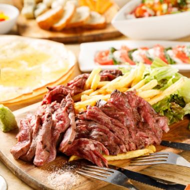 【全部食べ放題3時間飲み放題】炎のクワトロSIZZLERプレミアム肉盛りプレート全14品6000⇒4500円