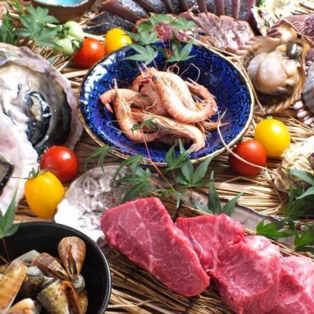 [Tosa Course] Salted bonito sushi and Nagataro shellfish, 8 dishes in total, 2 hours of all-you-can-drink included ♪ 4,000 yen (tax included)