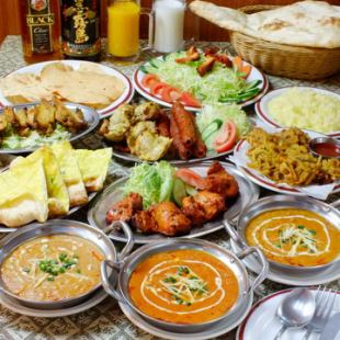 [All-you-can-drink for 2 hours and all-you-can-eat curry and naan!] Gutsuri course 12 dishes 4,000 yen