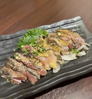 Charcoal grilled black satsuma chicken sashimi