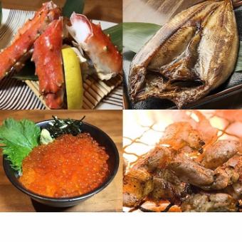 [Individual platter] "Hokkai course" King crab, salmon roe bowl, scallops, etc. ◎2H [Premium all-you-can-drink] 15 types, 9 dishes, 6,000 yen