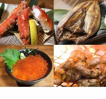 【個人拼盤】「北海套餐」帝王蟹、鮭魚子蓋飯、扇貝等◎2小時【高級無限暢飲】15種9道菜6,000日元