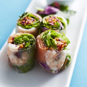 Shrimp and salmon spring rolls