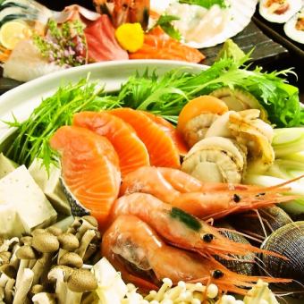 可選擇生藍鰭鮪魚生魚片和火鍋拼盤的宴會套餐優惠券 6,500日圓 → 5,500日元