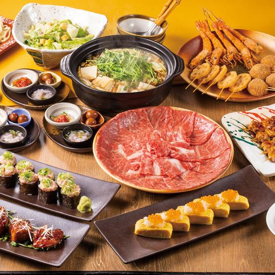 ◆Aya course◆With Japanese black beef sukiyaki♪ [3H premium all-you-can-drink included/5000 yen]