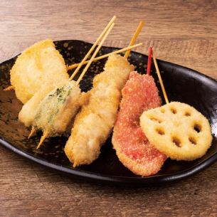 Assortment of 5 kinds of fried skewers