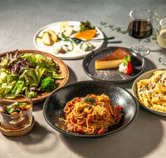 【여자회 인기 NO.1】블라타 치즈나 파스타, 디저트까지♪150분 음료 무제한 포함 전 8품
