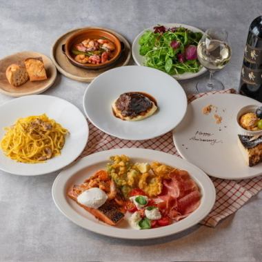 애니버서리 쉐어 플랜 【축하 플레이트 포함】 전채부터 디저트까지