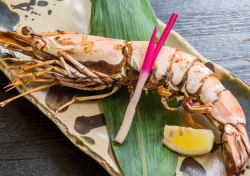 Oversized shrimp grilled with salt