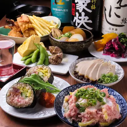 ネギトロユッケやおでん・海鮮巻きが楽しめる！2時間飲み放題付き！えにしの宴会プラン4,000円