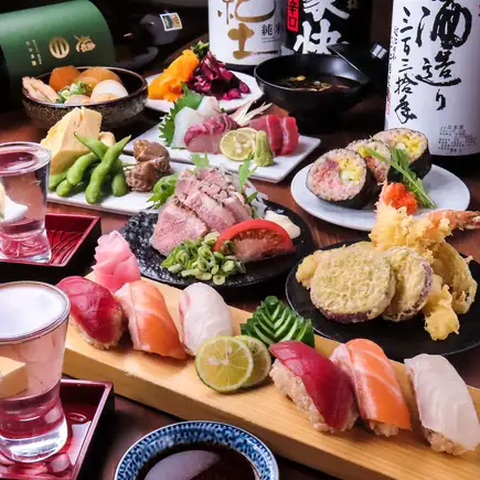 お刺身・おでん・天ぷら・寿司が楽しめる！飲み放題はゆったり3時間付き！大宴会プラン5,000円