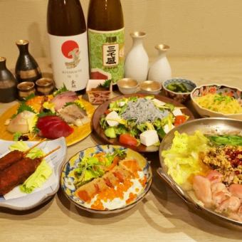 【３時間飲み放題付】特製台湾味噌鍋、刺身5種盛など『牡丹コース』全8品5000円☆宴会に