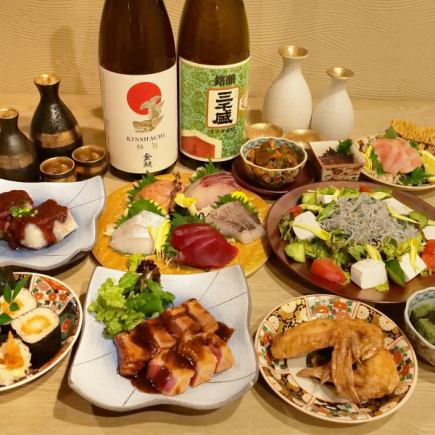 【３時間飲み放題付】生マグロのレアステーキ、刺身5種盛など『蘭コース』全9品5000円☆宴会に