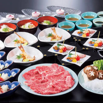 Domestic Kuroge Wagyu beef shabu-shabu course (7,500 yen for food only)