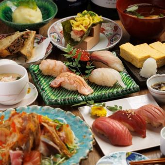 『風雅 -ふうが-』コース／4500円◆本マグロ食べ比べ・握り5貫・黒毛和牛春巻き・あら汁など10品