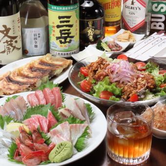 【門前の宴会コース】定番中華や新鮮な刺身盛りが楽しめる満足コース《全7品/3,500円(税込)》
