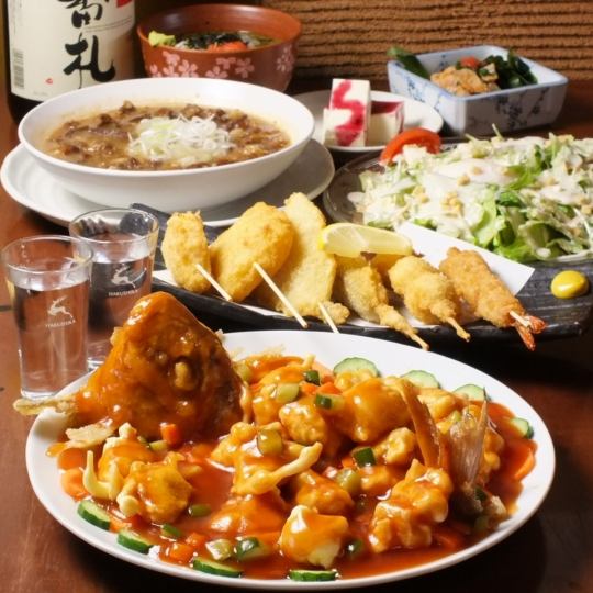 [Luxury banquet course] 2 hours of all-you-can-drink extra-large sea bream with sweet and sour sauce, 7 sashimi, etc. Total of 8 dishes 4,500 yen ⇒ 4,000 yen (4,400 including tax)