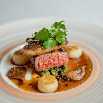 乾杯酒付・牛フィレ×フォアグラの ロッシーニ【5周年記念】◆プレミアムコース13,000円(税込)