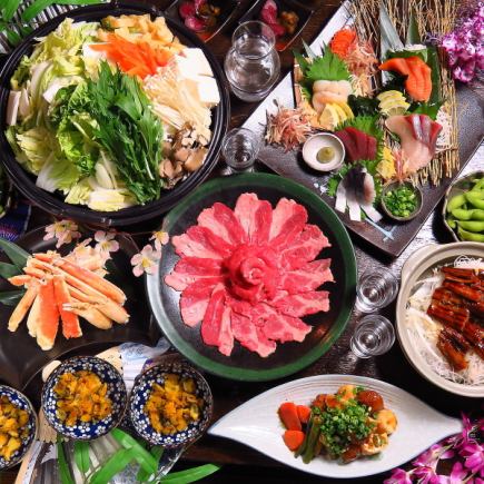 【忘年会套餐】鲑鱼子！金枪鱼！鲑鱼！烤牛肉♪附2小时无限畅饮。共10道菜★5000日元