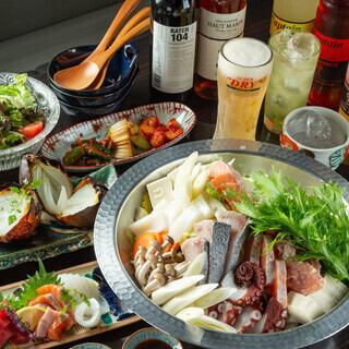 [120-minute all-you-can-drink included - sake included] Choose your favorite from 4 types of hot pot! A satisfying hot pot course.