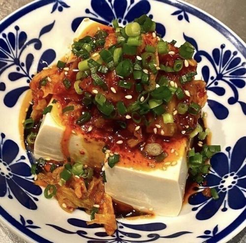 Top with cold tofu kimchi