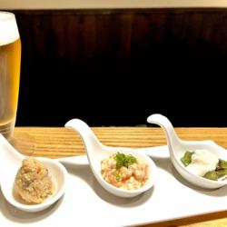 【夜限定】おつまみ３つと生ビールセット