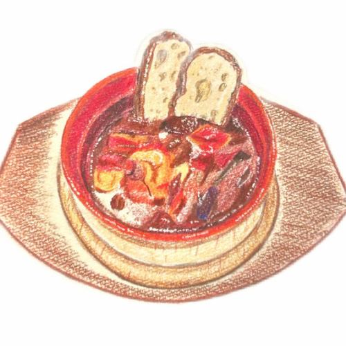 부드러운 쇠고기 쇠고기 스튜 (바게트 포함)