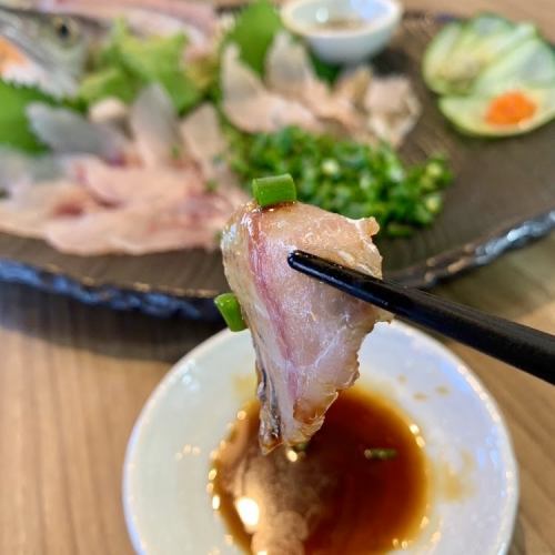 Local Itoshima fish freshly prepared from the fish tank