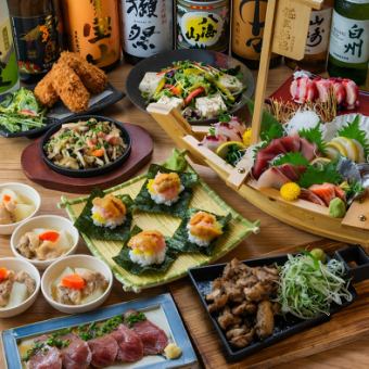 ■3H飲み放題付『名物コース』舟盛り鮮魚7種に雲丹乗せ握らすしなど〈全10品〉6000円→5000円