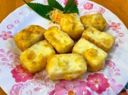 Fried tofu and mam tom (fermented shrimp sauce)
