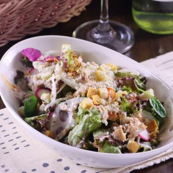 ツナとレンコンのシーザーサラダ
