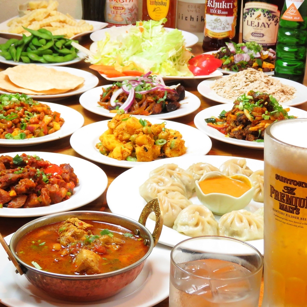 本格的なネパール料理が楽しめる！リーズナブルな飲み放題つきコース！居酒屋利用も◎