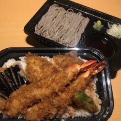 Large shrimp tempura and soba set