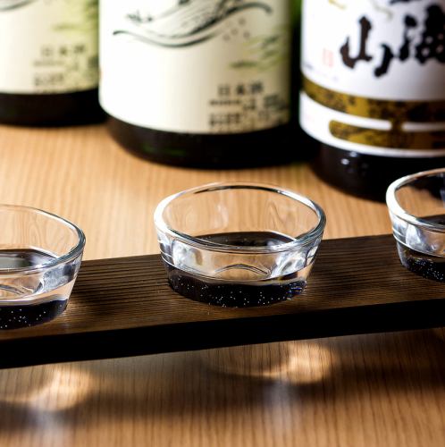 Sake comparison set (3 types) with soba miso